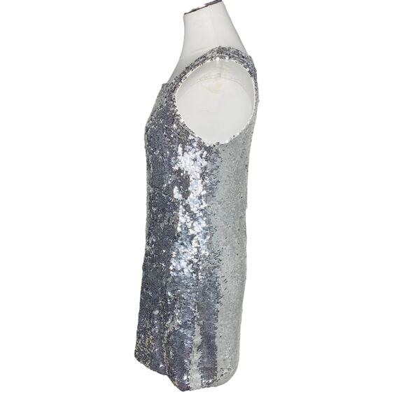 Alice and Olivia Silver Sequin Mini Dress size Small - Picture 5 of 9